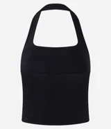 Blusa cropped de frente única color rojo, con escote cuadrado y confeccionada en bengalina con viscosa certificada.