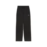 Pantalón de jogging negro de corte ancho con logo de Puma estampado en blanco en la pierna izquierda.