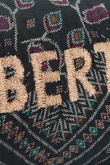 Bolso tipo pouch en algodón estampado con la palabra "Liberte" bordada.