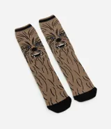 Medias marrones con diseño de Chewbacca de Star Wars, caña alta y puntera y talón negros.