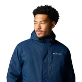 Campera impermeable Columbia Hikebound II Insulated para hombre, color azul marino. Cuenta con tecnología Omni-Tech™ impermeable y transpirable, forro termorreflectante Omni-Heat™, capucha ajustable, cierre frontal con solapa, bolsillos con cremallera y puños ajustables.