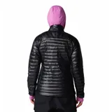Campera negra ultraligera de nailon ripstop con aislamiento ThermaCLOud AF. Cuenta con bolsillo seguro con cierre en el pecho, dos bolsillos seguros para las manos con cierre, puños elásticos y dos ajustadores inferiores en el dobladillo. Se guarda en su propio bolsillo para la mano con mosquetón interno.