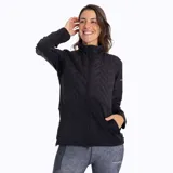 Buzo negro con cuello alto, cierre de cremallera, elástico ajustable en la cintura y bolsillos abiertos. Confeccionado en poliéster con tecnología Therm Mid.