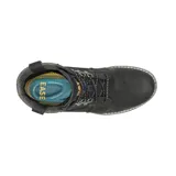 Bota de cuero nobuk texturizado color negro, con forro interno respirable, plantilla de espuma EVA suave, entresuela de EVA duradera y liviana, suela de goma duradera y de gran tracción.