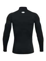 Remera de compresión Under Armour ColdGear Armour para hombre, de manga larga y cuello alto, color negro con logo blanco en el cuello.