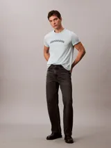 Remera celeste de algodón con logo 'calvin klein jeans' estampado en el pecho.