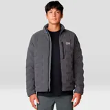 Campera gris con cierre frontal, bolsillos laterales con cierre y logo de la marca en el pecho.
