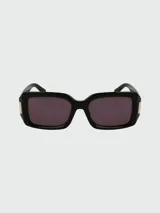Lentes de sol Longchamp con montura rectangular de carey y lentes grises.