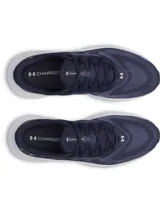 Zapatillas de running Under Armour Turbulence 3 para hombre, color azul marino con patrón texturizado en el upper y logo blanco. Cuentan con entresuela blanca gruesa con tecnología CHARGED.