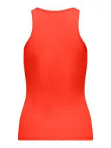 Top sin mangas color naranja con cuello redondo y corte regular, confeccionado en algodón.