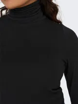 Top negro de manga larga y cuello alto.