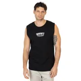 Musculosa negra con estampado frontal del logo de Volcom Speed Shop en blanco.