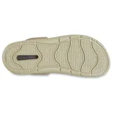 Zuecos Crocs InMotion Clog color gris claro con suela blanca y detalles en negro.