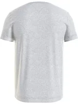 Remera gris de algodón con cuello redondo y logo de Tommy Hilfiger bordado en el pecho.