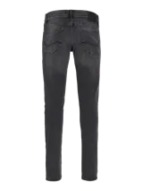 Jean de hombre de tiro bajo, corte slim fit, color gris oscuro con efecto desgastado.
