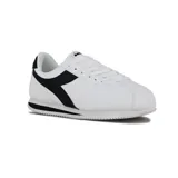 Championes Diadora Ronda Lifestyle de cuero blanco con detalles en negro, cordones blancos y suela de goma.