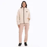 Campera polar color crema con cierre frontal y cuello alto.