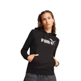 Buzo canguro Puma con capucha, color negro con logo blanco estampado en el pecho.