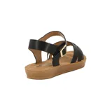 Sandalia casual de mujer Darkness Bonnie, color negro, con tiras cruzadas y hebilla dorada.
