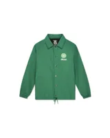 Campera tipo coach color verde con logo de la marca Deus en el pecho.