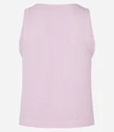 Musculosa deportiva rosa de microfibra ligera con escote U y perforaciones para facilitar la evaporación del sudor.