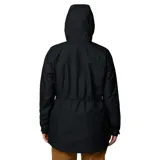 Campera larga impermeable y transpirable Columbia Hikebound II Long para mujer, color borgoña. Cuenta con tecnología Omni-Tech™ con costuras selladas, capucha ajustable, cierre frontal con solapa, cintura ajustable con cordón, puños ajustables, bolsillo oculto en el pecho y bolsillos con cremallera para las manos.
