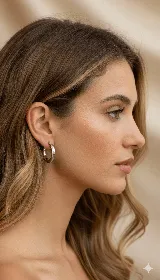 Aros tipo argolla gruesa de acero inoxidable color plateado.