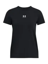 Remera deportiva Under Armour Campus Core SS, color celeste con logo estampado en el pecho.