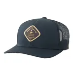 Gorro trucker negro con paneles traseros de malla y parche frontal con logo de Rip Curl y canguro australiano.