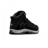 Botas de senderismo impermeables Columbia Crestwood Mid Waterproof, color gris oscuro con detalles en negro y rojo. Confeccionadas con empeine de cuero, malla y cincha, entresuela ligera Techlite™ y suela de caucho antimarcas Omni-Grip™.