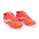 Championes de fútbol Joma Aguila 2507 color naranja con logo blanco. Fabricados en material sintético Fibertec, con suela de caucho de dos densidades y media suela de Phylon.