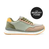 Championes urbanos American Sport modelo Davo, color blanco con detalles en beige, azul y gris.