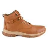 Bota casual marrón de cuero con cordones y suela de goma.