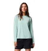 Remera de manga larga Columbia Tidal Tee II Long Sleeve, color verde agua con logo de la marca en el pecho y en la manga en color coral. Con protección solar UPF 50 y tecnología de secado rápido Omni-Wick.