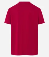 Remera de algodón color bordó con estampa frontal de la marca de cerveza Pilsner Lager.