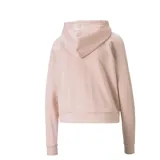Campera con capucha Puma Modern Sports Full-Zip para mujer, color rosa pálido, con cierre frontal completo, mangas raglán y tecnología dryCELL.