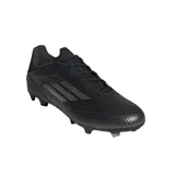 Championes de fútbol Adidas F50 League FG/MG, color negro con detalles plateados. Exterior de Fiberskin con diseño Sprintgrid y suela Sprintplate 360 para césped natural y sintético.