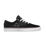 Championes Etnies Factor negros con cordones blancos y suela blanca con línea roja.