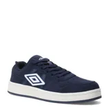 Championes Umbro modelo Block, color azul marino con detalles en blanco. Presentan el logo de Umbro en los laterales y la lengüeta, y una suela blanca con una línea azul marino.