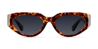 Gafas de sol Fola con montura cat-eye y diseño flat top. Protección UV400, lentes TAC polarizadas con recubrimiento anti-scratch y superhydrophobic. Montura de bio-based G850 color carey y lentes negras.