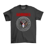 Remera negra con estampado del logo de la banda Ramones, de 100% algodón.