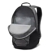 Mochila compacta de 16 litros, con almacenamiento externo, correas acolchadas y dos bolsillos para botellas de agua, ideal para senderos y ciudades.