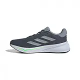 Championes Adidas Response grises con detalles plateados y suela blanca con detalles en verde.