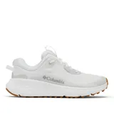 Zapatillas Columbia para mujer, color blanco, ideales para caminar. Cuentan con capellada de material mixto con detalles de ante, cordones tradicionales, sistema Omni-Max™ Plus, mediasuela TECHLITE+™, almohadillas de desviación en el antepié y el talón, hendiduras flexibles profundas en el antepié, plantilla TECHLITE™ Eco y suela de caucho antimarcas de alta tracción Omni-GRIP™ color caramelo.