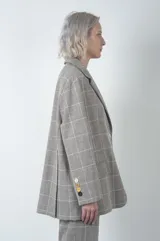 CHAQUETA EN CHECK DE ALGODON