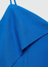 Vestido azul eléctrico con tirantes finos ajustables y escote de pico con detalle de solapa.