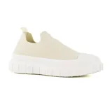 Zapatillas deportivas negras tipo slip-on, con capellada de tejido de punto y suela de plataforma blanca con diseño acanalado.
