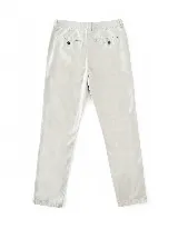 Pantalón azul marino de lino y algodón, con pasacinto, logo bordado y corte regular.