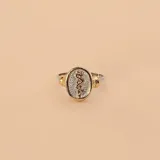 Anillo de plata 925 con apliques en oro 18k, con diseño de caduceo.