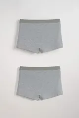 Pack de dos boxers cortos de algodón color gris melange con cintura elástica.